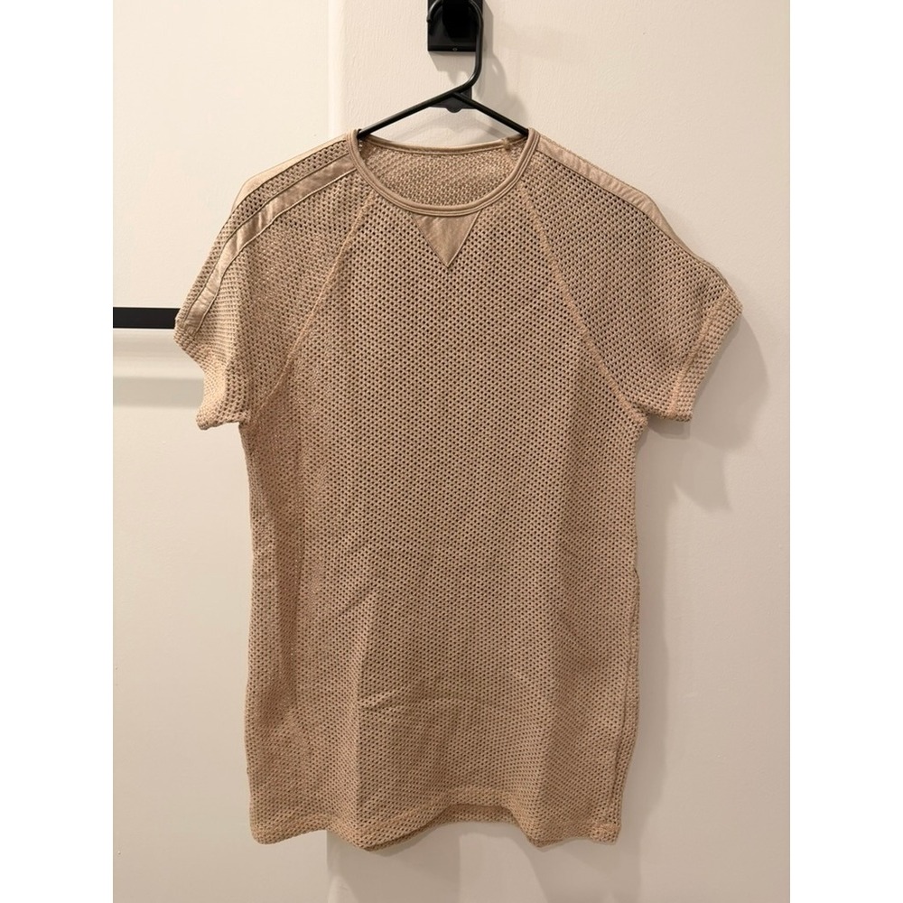 Modus Vivendi Mesh Shirt Mens Tan Beige Designer Streetwear Tee